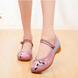 Niulatu Women All-match Embroidered Shoes Ladies Dance Wedding Shoes Ethnic Style Hanfu Mid-heel Pumps DJSE