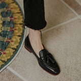 Niulatu Women's PU Material Leather Shoes Retro Bow Loafers Women's Shoes Low-heeled Shoes Women's Elegant Casual Office DJSE
