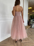 Niulatu Tulle Dusty Pink Prom Dress Short With HZ1007