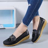 Niulatu Women Flats Ballet Shoes Cut Out Leather Breathable Moccasins Women Boat Shoes Ballerina Ladies Casual Shoes DJSE