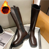Niulatu Boots Women Zipper Leather Shoes 2025 Autumn Thick Bottom Platform Ladies Knee High Boots Elegant Fashion Female Footwear DJSE