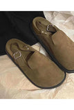Niulatu Women Flat Shoes 2025 New Fashion Shoes Women Thick Soled Outer Wear All-match Solid Color Casual Buckle Big Toe Women's Shoes DJSE