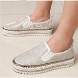 Niulatu Women Flats Crystal Ladies Glitter Bling Loafers Flat Platform Fashion Woman Casual Moccasins Female Shoes 2025 DJSE
