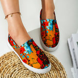 Niulatu Graffiti Women Flat Shoes Shallow Thick Bottom Casual Canvas Female Footwear Spring Slip On Women's Shoes Plus Size 2025 DJSE