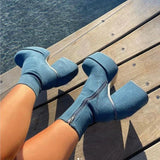 Niulatu Women Fashion High Platform Shaped High Heel Boots Chunky Heels Zipper Designer Shoes 44 Platform Shoes Women Shoes DJSE
