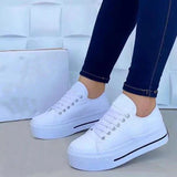 Niulatu Women's Canvas Shoes 2025 Summer European and American New Thick-soled Lace-up Canvas Shoes Women's Low-top Shoes DJSE
