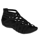 Niulatu and Summer Plus Size Ladies Sandals Breathable Adult Sports Black Fish Mouth Viscose Shoes Roman Women's Peep Toe DJSE
