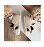 Niulatu Cotton Warm Home Slippers Women's Winter Anti-Skid Thick Bottom Plush Indoor Household Shoes Lovely Cow Animal Slipper DJSE