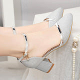 Niulatu Women Classic Pointed Toe High Quality Black Leather Buckle Strap Square Heel Shoes Lady Office Pumps Sapatos Femininas G288 DJSE