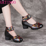Niulatu Spring Autumn New Retro Genuine Leather Platform Shoes Women's Pumps High Heel Soft Bottom Shoes Women Designers DJSE