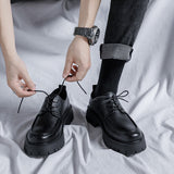 Niulatu Platform Men Casual Leather Shoes Designer Fashion Thick Sole Martin Shoes Classic High Quality Black Business Shoes for Men DJSE
