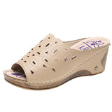 Niulatu Women Shoes Sandals Fish Mouth Wedges Sandals Open Toes Hollow Out Women's Shoes Slip On Women Shoe Female Footwear DJSE