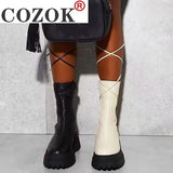 Niulatu New Winter Fashion Boots Women Platform Warm Shoes Mid-Calf Boots Ankle Boots Zipper Leather Boots Women Botas Mujer 109 DJSE