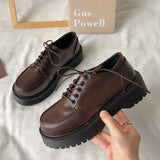 Niulatu Leather Vintage Shoes Women 2025 autumn Comfortable Lace Up Platform Oxford Loafers Casual College Student Shoes DJSE