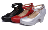 Niulatu Women Pumps With High Heels For Ladies Work Shoes Dancing Platform Pumps Women Genuine Leather Shoes Mary Janes DJSE