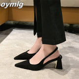 Niulatu sandals female fairy style summer2025new all-match medium heel buckle thick heel temperament women shoes high heel DJSE