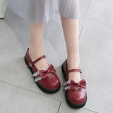 Niulatu lolita shoes pink white red black bow Harajuku heels women cute shoes korean women shoes round head kawaii shoes DJSE