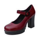Niulatu Women's shoes on Heels Women Platform Pumps Spring Summer Shallow Mouth Buckle Strap Shoes Round Toe Shoes for Women high heels DJSE