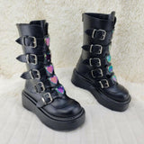 Niulatu Goth Love Heart Buckle Punk Wedges Platforms Women Boots Zipper Black Cosplay Cool Street Autumn Ladies Shoes DJSE