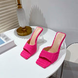 Niulatu Wome's Sandals Square Toe Lace Up Ankle Strap High Heels Ladies Party Shoes for Women Towel Fashion Female Sandal Summer DJSE
