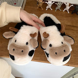 Niulatu Cotton Warm Home Slippers Women's Winter Anti-Skid Thick Bottom Plush Indoor Household Shoes Lovely Cow Animal Slipper DJSE