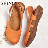 Niulatu Women Casual Wedges Sandals Summer Buckle Hot Gladiator Retro Non-slip Sandals Flock Ladies Party Office Shoes DJSE