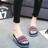 Niulatu Women Sandal Slippers Platform Bath Slippers Wedge Beach Flip Flops High Heel Beach Slide Shoes EVA Fashion Casual Black DJSE