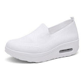 Niulatu Women Flat Platform Shoes Sneakers Round Toe Slip-on Flat Bottom Wedge Walking Shoes Solid 2025 Summer Breathable Casual Mesh PU DJSE