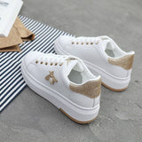 Niulatu Women Casual Shoes 2025 New Women Sneakers Fashion Breathable PU Leather Platform White Women Shoes Soft Footwears Rhinestone DJSE