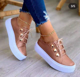 Niulatu Women Sneakers White Round Head Platform Causal Sports Student Cute Pink Girl Lolita Fashion Flats 2025 Spring DJSE