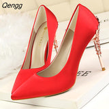 Niulatu Women pumps Sexy Pointed toe Luxury Metal high heels shoes woman Spring Summer Women party wedding shoes High heels Zapatos DJSE
