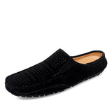 Niulatu Casual Designer Slippers Men Half Shoes Brand Suede Leather Mens Casual Shoes Loafers Breathable Summer Mules Man Slides DJSE