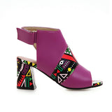 Niulatu printed gladiator sandals women peep toe mixed colors high heels hook & loop closure african shoes 2025 FT726 DJSE