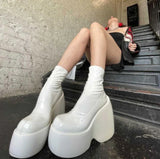 Niulatu Women Motorcycle Boots Strange Style High Heels Platform Woman Over The Knee High Boots Party Club Platform Boots Platform Shoes DJSE