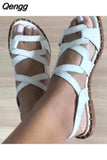Niulatu Women Sandals Rome Shoes 2025 Summer New Rome Flats Slippers Beach Sport Casual Ladies Shoes Soft Mujer Slides Bohemian Zapatos DJSE