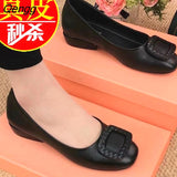 Niulatu Women Fashion Red Pu Leather Short Square Heel Pumps Lady Casual High Quality Sky Blue Comfort Office Shoes DJSE