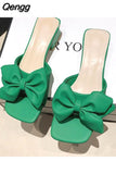 Niulatu Slippers Women Summer Shoes Slides Low Fashion Heeled Mules Pantofle Luxury High 2025 Basic Retro Fabric Rubber Sewin DJSE