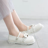 Niulatu lolita shoes pink white red black bow Harajuku heels women cute shoes korean women shoes round head kawaii shoes DJSE