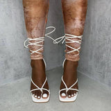 Niulatu Summer White Black Women Sandals Fashion Cross-Tied High Heels Shoes Sexy Lace Up Party Pumps shoes Woman Size DJSE