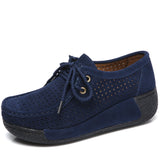 Niulatu Women Casual Shoes Genuine Leather Holes Platform Women Sneakers Shoes Cutout Suede Slip On Shoes Woman WSH3351 DJSE