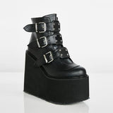 Niulatu Dropshipping INS Hot Brand High Platform Ankle Boots Women 2025 Fashion PVC Strap Decorating High Wedges Shoes Woman DJSE