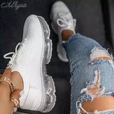 Niulatu Women Breathable Mesh Sneaker 2025 Woman Lace Up Vulcanized Ladies Comfortable Women's Casual Flat Female Tennis Shoes Plus Size DJSE