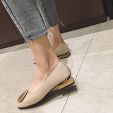 Niulatu Women Shoes Low Wooden Low Heel Ballet Square Toe Shallow Buckle Brand Shoes Square Heel Slip On Loafers Zapatos De Mujer DJSE
