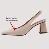 Niulatu 33-40 Sandals Women 2025 Real Leather Close-Toe High Heels Summer Shoes For Women Chunky Heel Backsling Sandalias DJSE