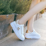 Niulatu Women Casual Shoes 2025 New Women Sneakers Fashion Breathable PU Leather Platform White Women Shoes Soft Footwears Rhinestone DJSE