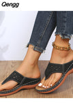 Niulatu Women Platform Sandals Beach Casual Wedges Flip Flops Premium Orthopedic Open Toe Big Toe Anti-slip Outdoor PU Leather Shoes DJSE