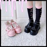 Niulatu Star Buckle Mary Janes Shoes Women Cross-tied Platform Shoes Patent Leather Girls Shoes Rivet Zapatos De Mujer DJSE