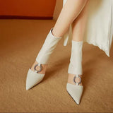 Niulatu Women's Sandals 2025 French Sexy High Heels Black Suede Pointed Toe Modern Shoes Summer Back Zipper Stiletto Heel Hollow Boots DJSE