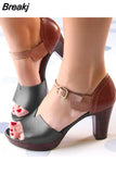 Niulatu Sandals Chunky Heel Women Sandals Summer elderly Ankle Strap Elegant Ladies Shoes High Heel Peep Toe Leather Pumps DJSE