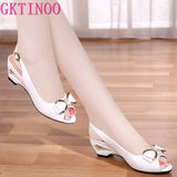 Niulatu 2025 Summer New Style Sandals Female Summer With Wedges Open Toe Shoes White Shoes Comfortable Women's Shoes DJSE